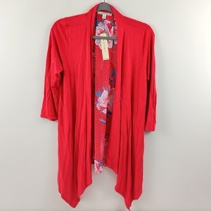 Cryus Red Floral Waterfall Open Shirt Medium pictured